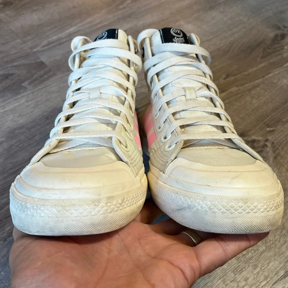Adidas x Andre Saraiva Nizza Hi RF Mens 10 White Pink Black GZ2204 Sneakers